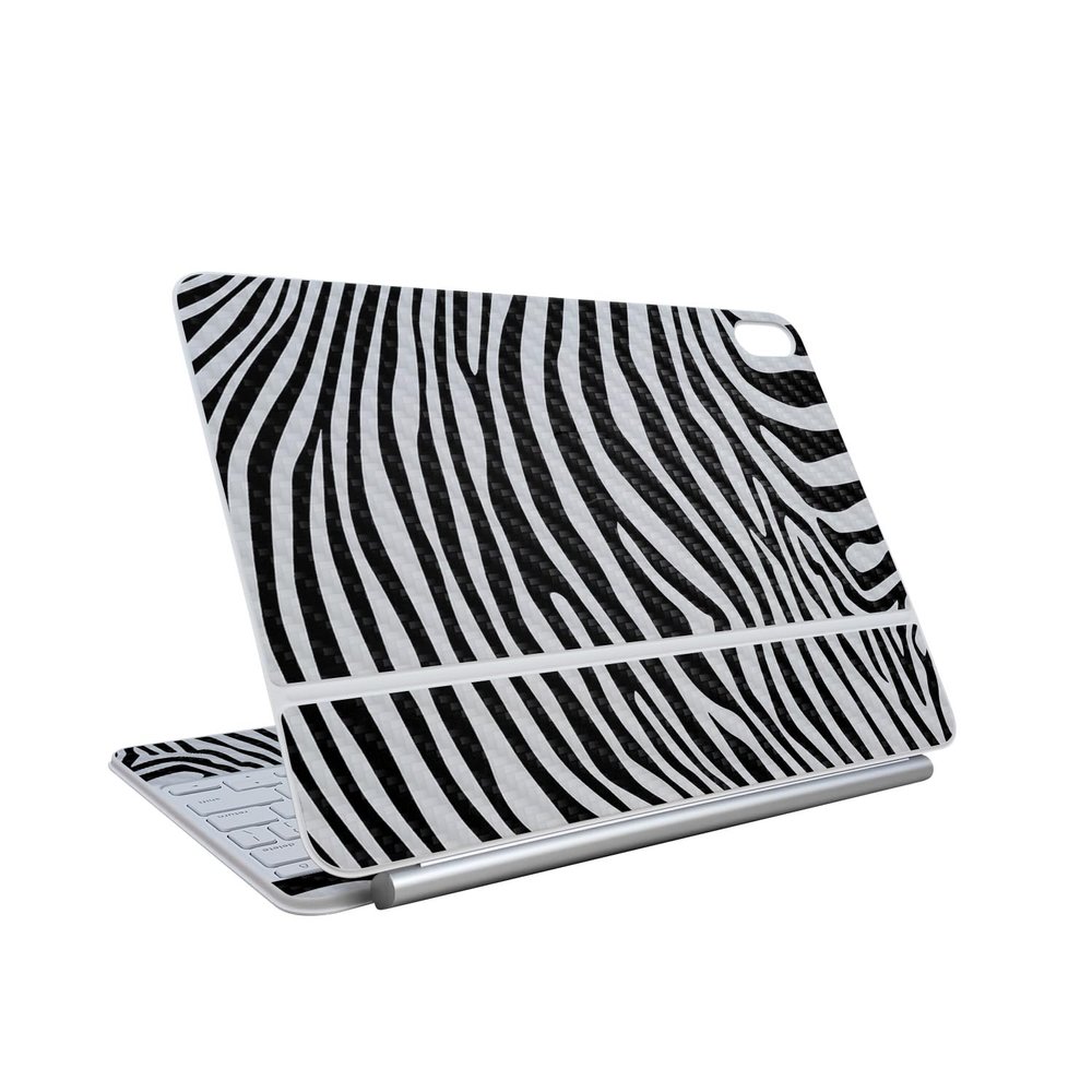 Carbon Fiber Skin Compatible with Apple Magic Keyboard for iPad Air 13-inch (M3) 2025 - Black Zebra - Premium 3M Vinyl Protective Wrap Decal Cover - Easy to Apply | Crafted in The USA by MightySkins