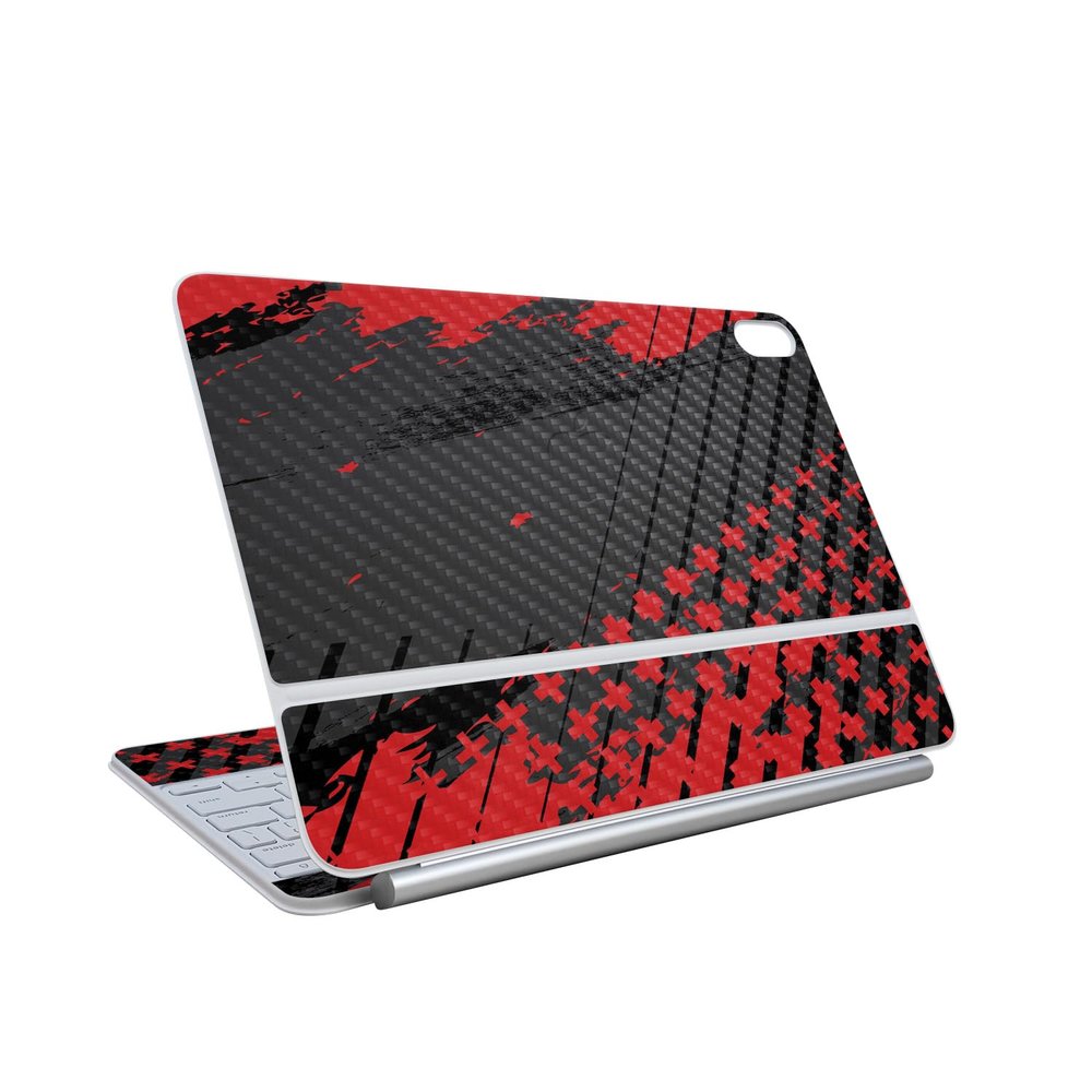 Carbon Fiber Skin Compatible with Apple Magic Keyboard for iPad Air 13-inch (M3) 2025 - Grunge Red - Premium 3M Vinyl Protective Wrap Decal Cover - Easy to Apply | Crafted in The USA by MightySkins