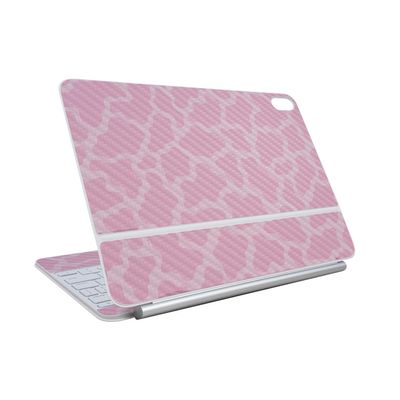 Carbon Fiber Skin Compatible with Apple Magic Keyboard for iPad Air 11-inch (M3) 2025 - Pink Giraffe - Premium 3M Vinyl Protective Wrap Decal Cover - Easy to Apply | Crafted in The USA by MightySkins