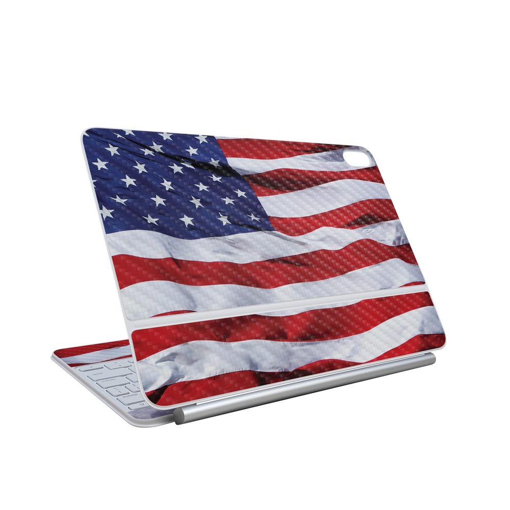 Carbon Fiber Skin Compatible With Apple Magic Keyboard for iPad Air 13-inch (M3) 2025 - American Flag - Premium 3M Vinyl Protective Wrap Decal Cover - Easy To Apply | Crafted in the USA by MightySkins