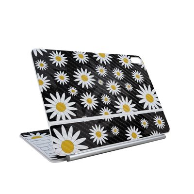 Carbon Fiber Skin Compatible with Apple Magic Keyboard for iPad Air 13-inch (M3) 2025 - Daisies - Premium 3M Vinyl Protective Wrap Decal Cover - Easy to Apply | Crafted in The USA by MightySkins