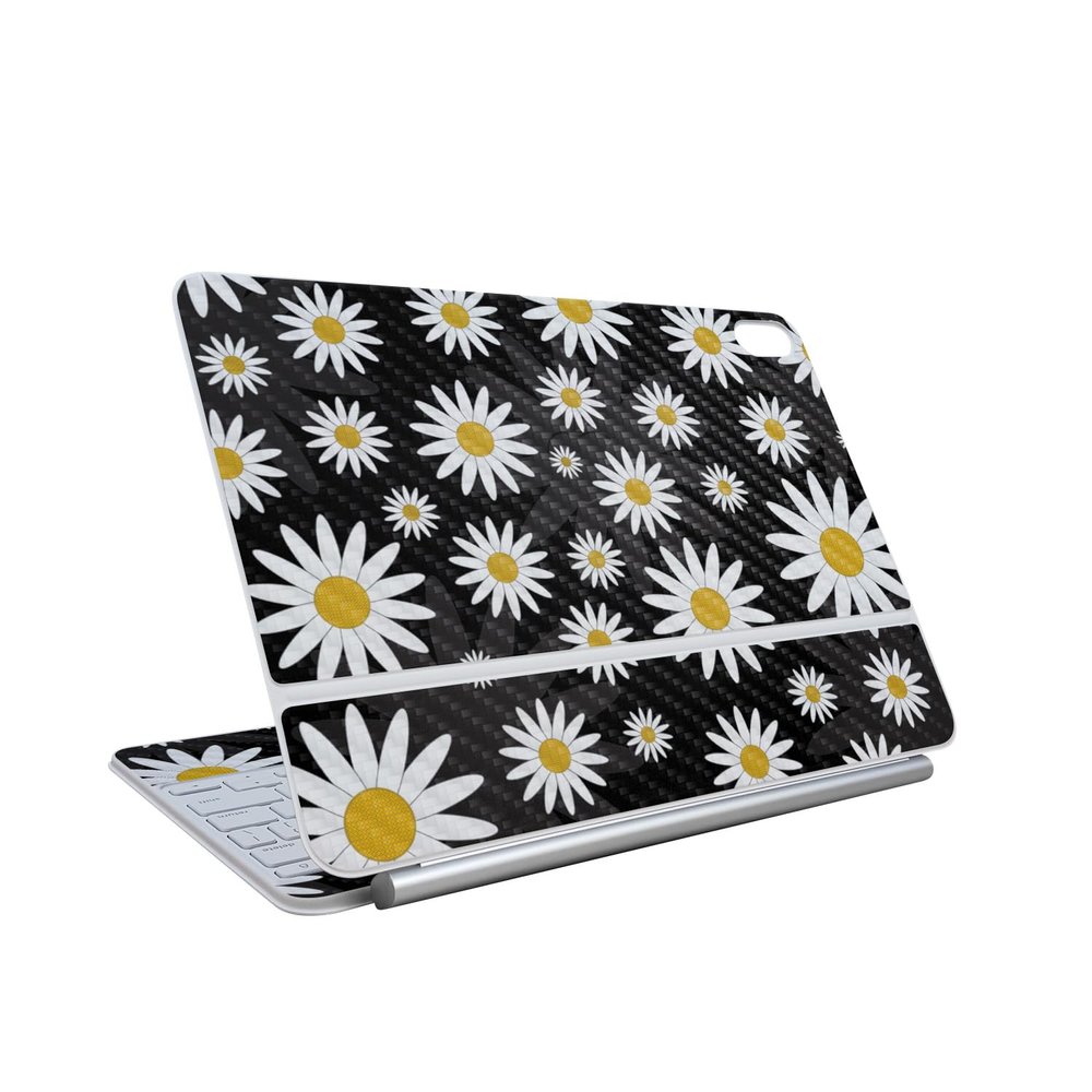 Carbon Fiber Skin Compatible with Apple Magic Keyboard for iPad Air 13-inch (M3) 2025 - Daisies - Premium 3M Vinyl Protective Wrap Decal Cover - Easy to Apply | Crafted in The USA by MightySkins