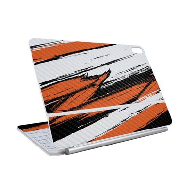 Carbon Fiber Skin Compatible With Apple Magic Keyboard for iPad Air 11-inch (M3) 2025 - Grunge Orange - Premium 3M Vinyl Protective Wrap Decal Cover - Easy To Apply | Crafted in the USA by MightySkins