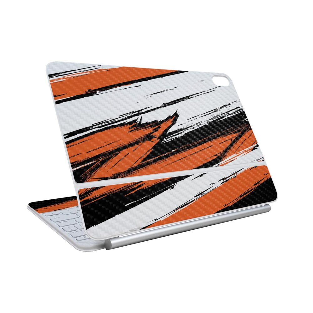 Carbon Fiber Skin Compatible With Apple Magic Keyboard for iPad Air 11-inch (M3) 2025 - Grunge Orange - Premium 3M Vinyl Protective Wrap Decal Cover - Easy To Apply | Crafted in the USA by MightySkins
