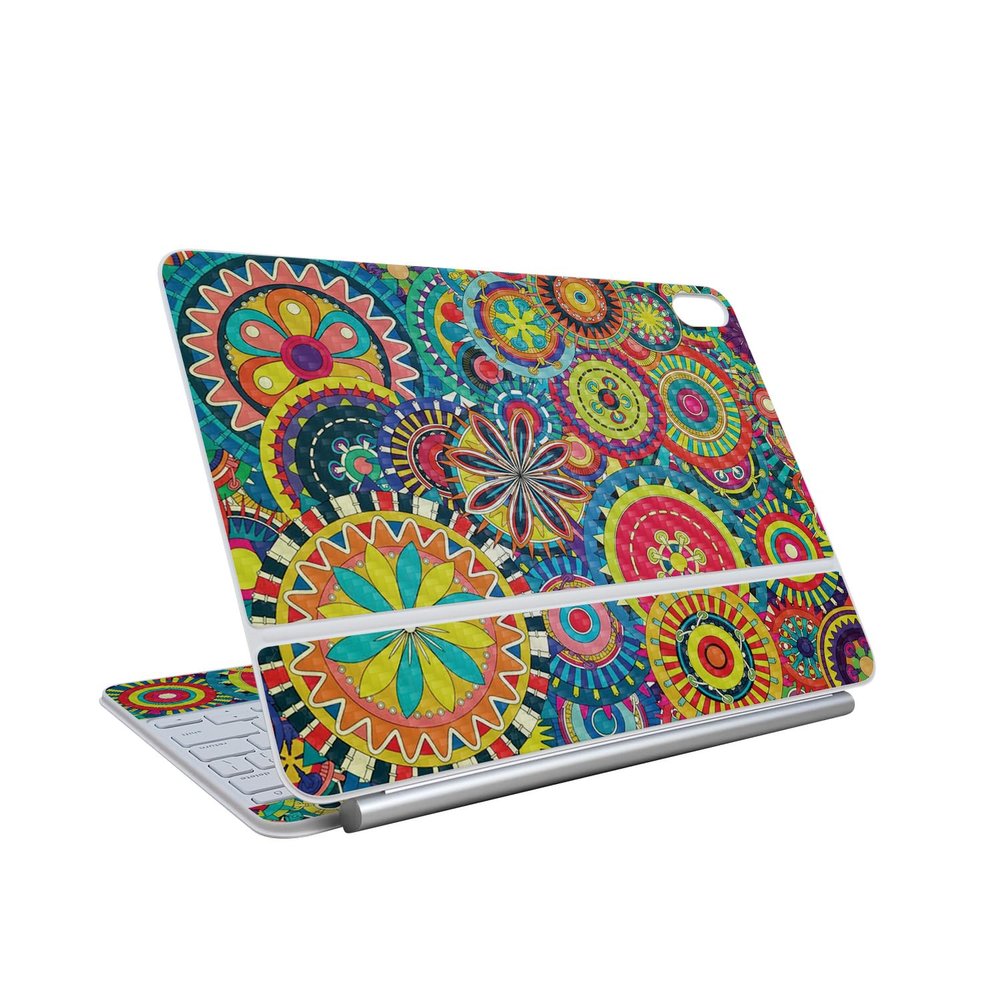 Carbon Fiber Skin Compatible With Apple Magic Keyboard for iPad Air 13-inch (M3) 2025 - Flower Wheels - Premium 3M Vinyl Protective Wrap Decal Cover - Easy To Apply | Crafted in the USA by MightySkins