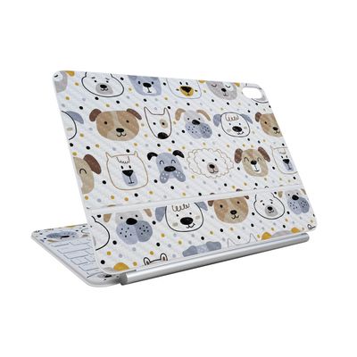 Carbon Fiber Skin Compatible with Apple Magic Keyboard for iPad Air 11-inch (M3) 2025 - Doodle Dogs - Premium 3M Vinyl Protective Wrap Decal Cover - Easy to Apply | Crafted in The USA by MightySkins