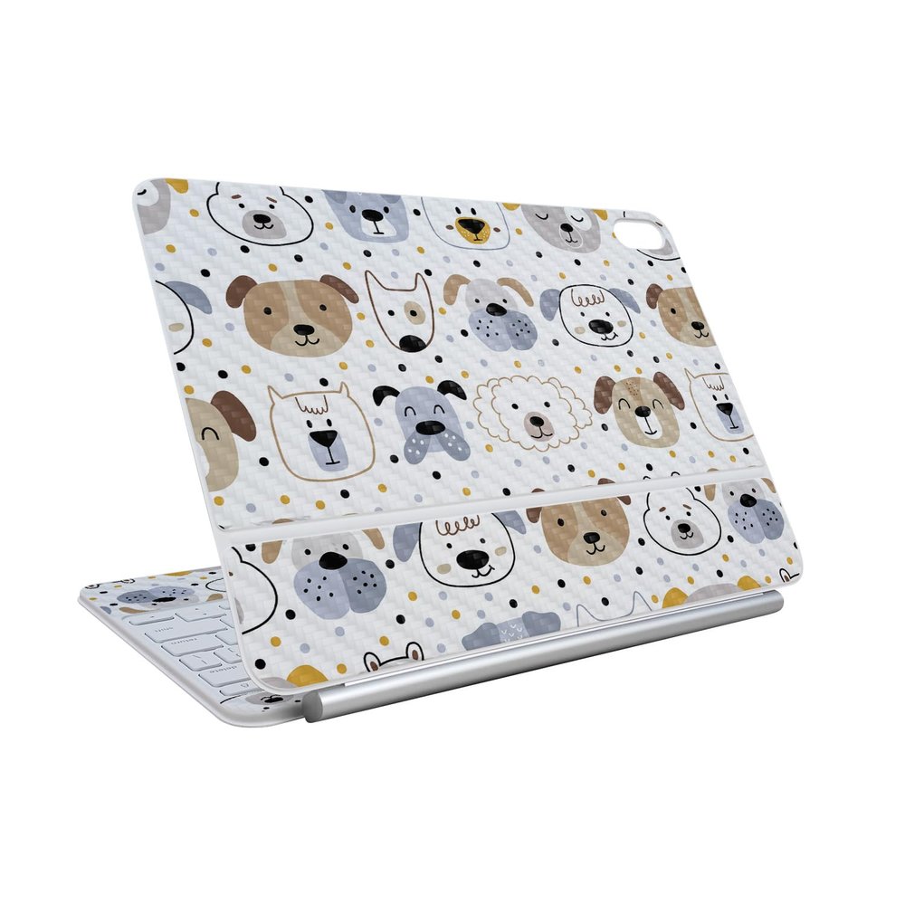 Carbon Fiber Skin Compatible with Apple Magic Keyboard for iPad Air 11-inch (M3) 2025 - Doodle Dogs - Premium 3M Vinyl Protective Wrap Decal Cover - Easy to Apply | Crafted in The USA by MightySkins