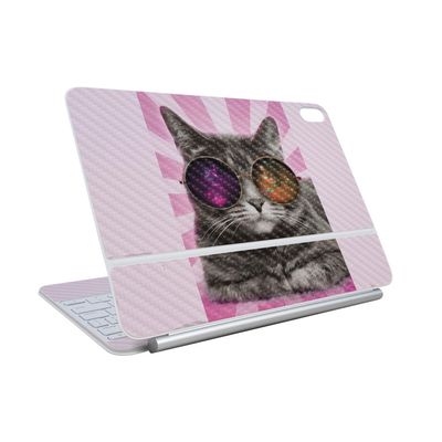 Carbon Fiber Skin Compatible with Apple Magic Keyboard for iPad Air 11-inch (M3) 2025 - Galaxy Cat - Premium 3M Vinyl Protective Wrap Decal Cover - Easy to Apply | Crafted in The USA by MightySkins