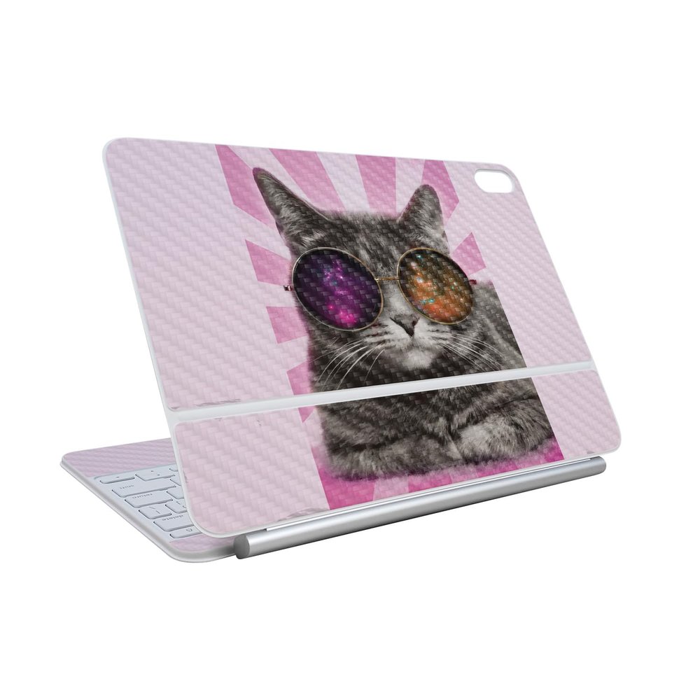 Carbon Fiber Skin Compatible with Apple Magic Keyboard for iPad Air 11-inch (M3) 2025 - Galaxy Cat - Premium 3M Vinyl Protective Wrap Decal Cover - Easy to Apply | Crafted in The USA by MightySkins