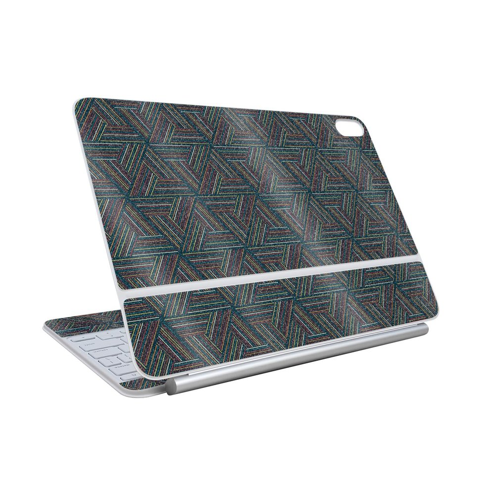 Glossy Glitter Skin Compatible with Apple Magic Keyboard for iPad Air 11-inch (M3) 2025 - Triangle Stripes - Premium 3M Vinyl Protective Wrap Decal Cover - Easy to Apply | Made in The USA