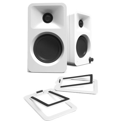 Kanto ORAMW Powered Reference Bluetooth Desktop Speakers - White Pair S2W Angled Desktop Speaker Stands for Small Speakers - White Pair (2024)