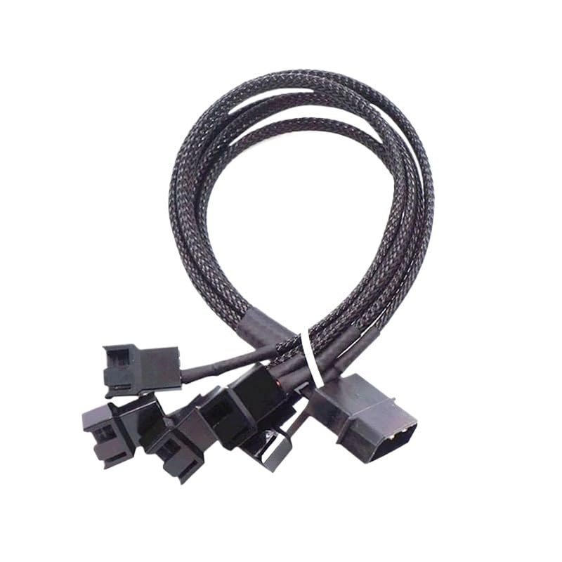 BOXUWFO HONGP 1 to 2/3/4 Way Tap Sleeve Extension Braided Cable Extension Fan Connector 4-pin 1 to 3 Way PWM Fan Splitter Cable Cooled(1 in 5)