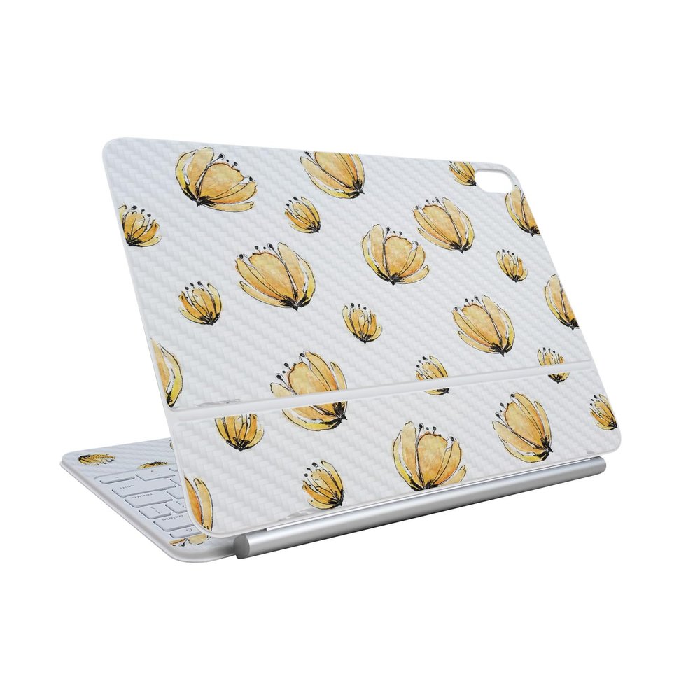 Carbon Fiber Skin Compatible with Apple Magic Keyboard for iPad Air 11-inch (M3) 2025 - Yellow Poppy - Premium 3M Vinyl Protective Wrap Decal Cover - Easy to Apply | Crafted in The USA by MightySkins
