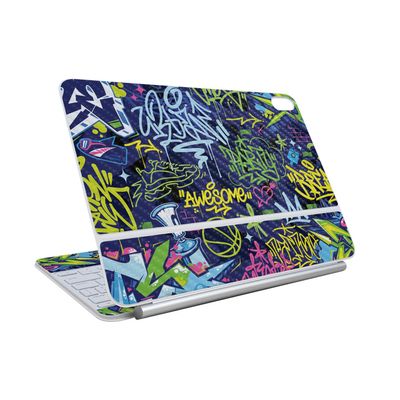 Carbon Fiber Skin Compatible with Apple Magic Keyboard for iPad Air 11-inch (M3) 2025 - Neon Tags - Premium 3M Vinyl Protective Wrap Decal Cover - Easy to Apply | Crafted in The USA by MightySkins