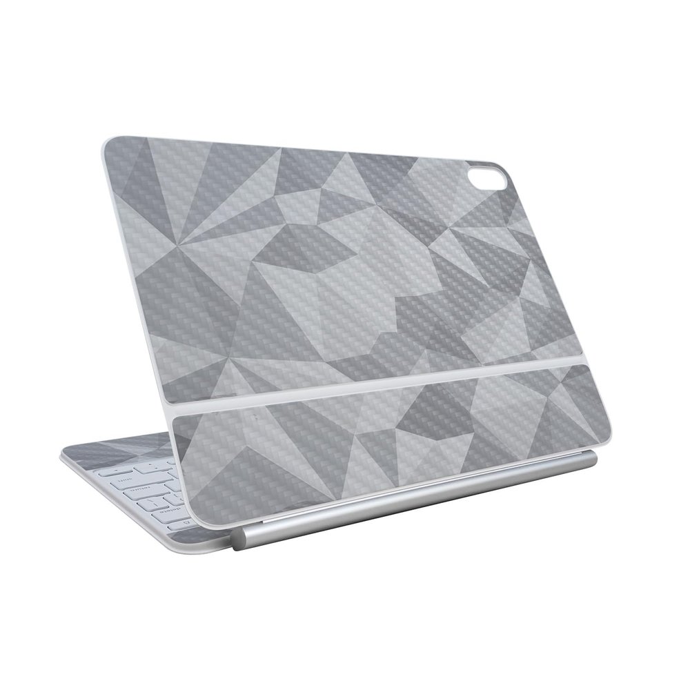 Carbon Fiber Skin Compatible with Apple Magic Keyboard for iPad Air 11-inch (M3) 2025 - Gray Polygon - Premium 3M Vinyl Protective Wrap Decal Cover - Easy to Apply | Crafted in The USA by MightySkins