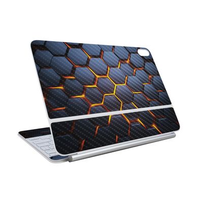 Carbon Fiber Skin Compatible with Apple Magic Keyboard for iPad Air 11-inch (M3) 2025 - Lava Hex - Premium 3M Vinyl Protective Wrap Decal Cover - Easy to Apply | Crafted in The USA by MightySkins