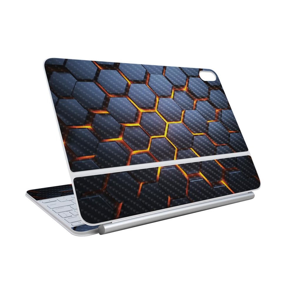 Carbon Fiber Skin Compatible with Apple Magic Keyboard for iPad Air 11-inch (M3) 2025 - Lava Hex - Premium 3M Vinyl Protective Wrap Decal Cover - Easy to Apply | Crafted in The USA by MightySkins