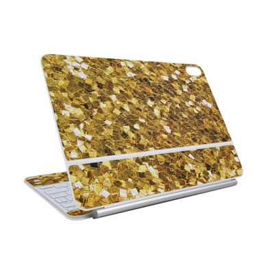 Carbon Fiber Skin Compatible with Apple Magic Keyboard for iPad Air 11-inch (M3) 2025 - Gold Chips - Premium 3M Vinyl Protective Wrap Decal Cover - Easy to Apply | Crafted in The USA by MightySkins