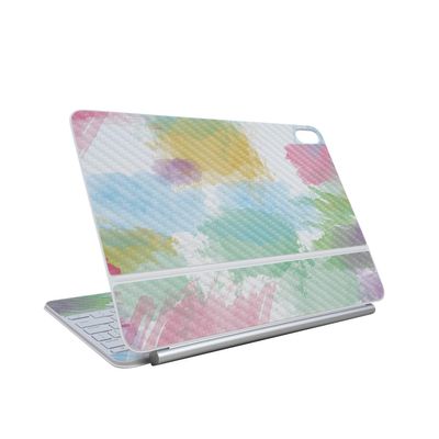 Carbon Fiber Skin Compatible With Apple Magic Keyboard for iPad Air 13-inch (M3) 2025 - Watercolor White - Premium 3M Vinyl Protective Wrap Decal Cover - Easy To Apply | Made in the USA by MightySkins