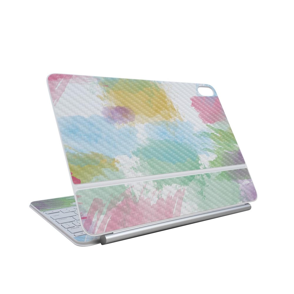 Carbon Fiber Skin Compatible With Apple Magic Keyboard for iPad Air 13-inch (M3) 2025 - Watercolor White - Premium 3M Vinyl Protective Wrap Decal Cover - Easy To Apply | Made in the USA by MightySkins