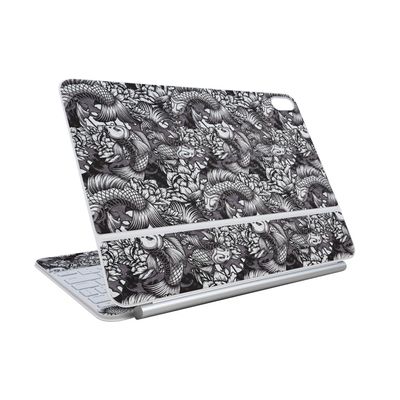 Carbon Fiber Skin Compatible with Apple Magic Keyboard for iPad Air 11-inch (M3) 2025 - Angry Koi - Premium 3M Vinyl Protective Wrap Decal Cover - Easy to Apply | Crafted in The USA by MightySkins