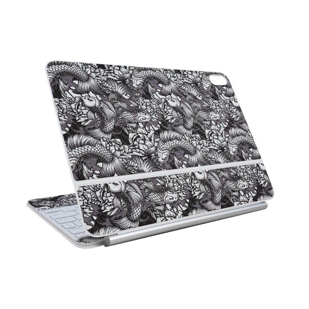 Carbon Fiber Skin Compatible with Apple Magic Keyboard for iPad Air 11-inch (M3) 2025 - Angry Koi - Premium 3M Vinyl Protective Wrap Decal Cover - Easy to Apply | Crafted in The USA by MightySkins