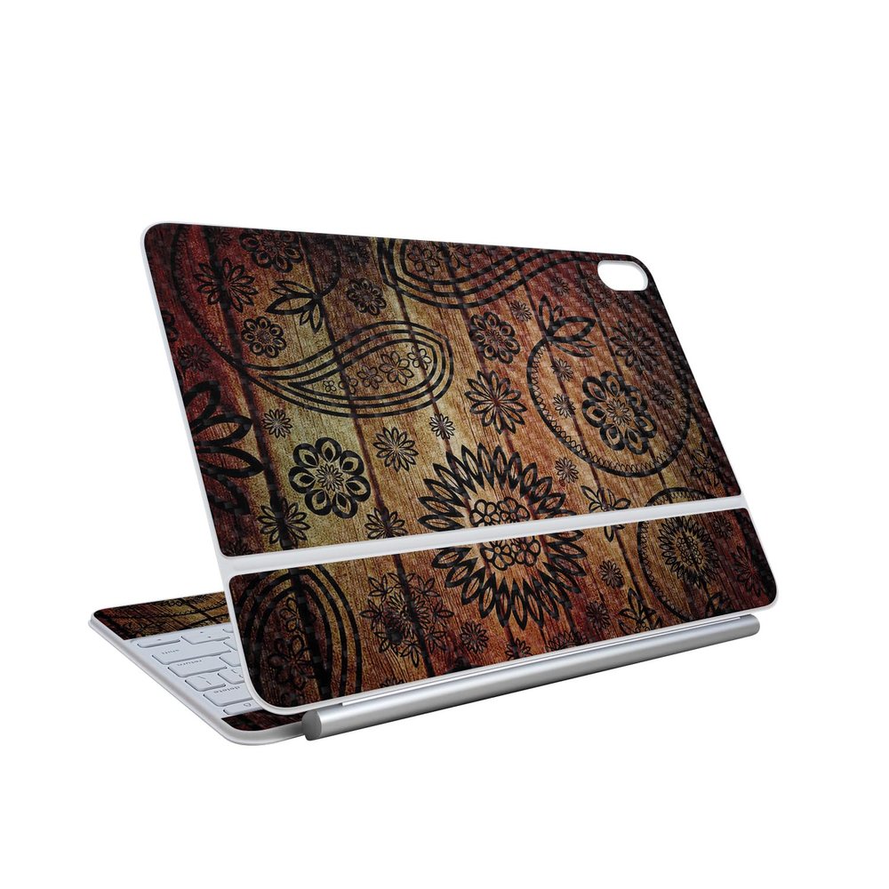 Carbon Fiber Skin Compatible With Apple Magic Keyboard for iPad Air 13-inch (M3) 2025 - Wooden Floral - Premium 3M Vinyl Protective Wrap Decal Cover - Easy To Apply | Crafted in the USA by MightySkins