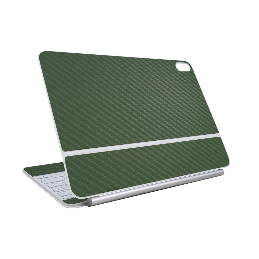 Carbon Fiber Skin Compatible with Apple Magic Keyboard for iPad Air 11-inch (M3) 2025 - Solid Olive - Premium 3M Vinyl Protective Wrap Decal Cover - Easy to Apply | Crafted in The USA by MightySkins
