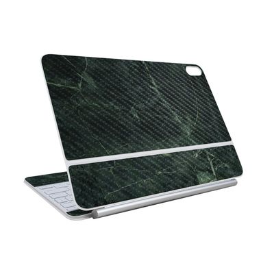 Carbon Fiber Skin Compatible with Apple Magic Keyboard for iPad Air 11-inch (M3) 2025 - Green Marble - Premium 3M Vinyl Protective Wrap Decal Cover - Easy to Apply | Crafted in The USA by MightySkins