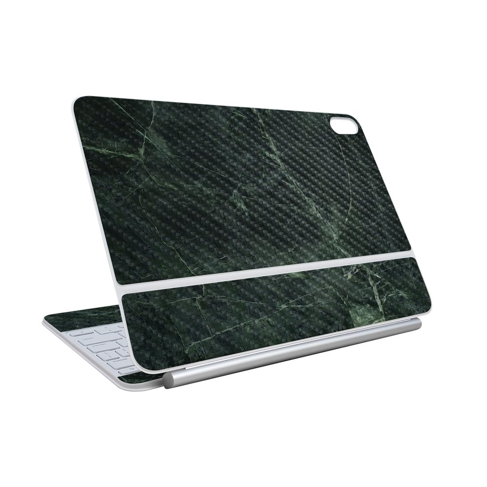 Carbon Fiber Skin Compatible with Apple Magic Keyboard for iPad Air 11-inch (M3) 2025 - Green Marble - Premium 3M Vinyl Protective Wrap Decal Cover - Easy to Apply | Crafted in The USA by MightySkins