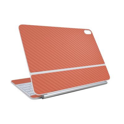 Carbon Fiber Skin Compatible with Apple Magic Keyboard for iPad Air 11-inch (M3) 2025 - Solid Salmon - Premium 3M Vinyl Protective Wrap Decal Cover - Easy to Apply | Crafted in The USA by MightySkins