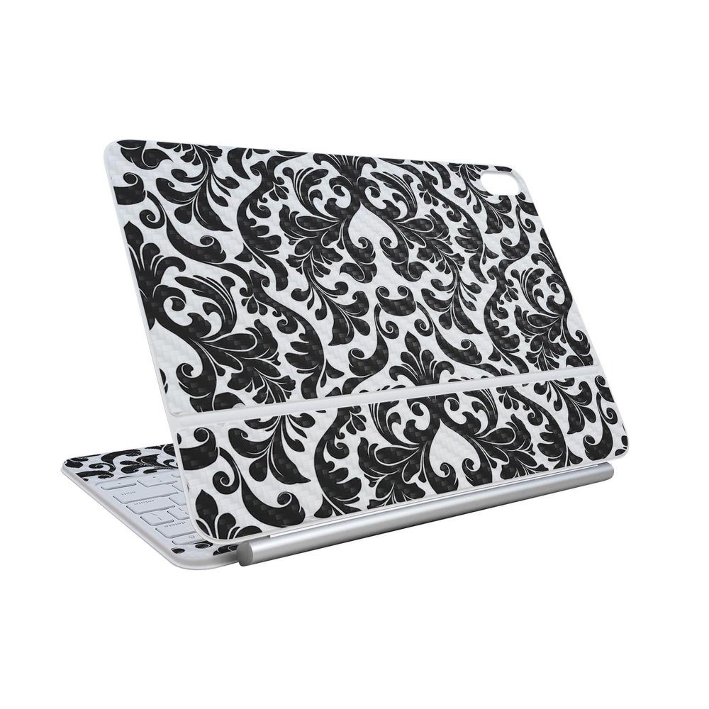 Carbon Fiber Skin Compatible with Apple Magic Keyboard for iPad Air 11-inch (M3) 2025 - Black Damask - Premium 3M Vinyl Protective Wrap Decal Cover - Easy to Apply | Crafted in The USA by MightySkins