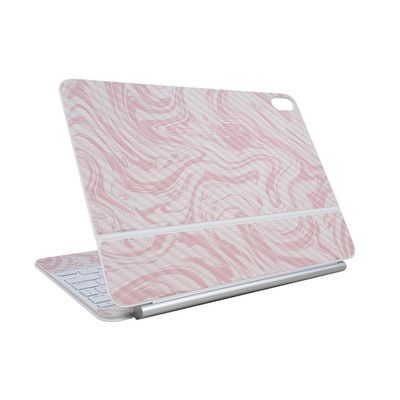 Carbon Fiber Skin Compatible with Apple Magic Keyboard for iPad Air 11-inch (M3) 2025 - Silky Pink - Premium 3M Vinyl Protective Wrap Decal Cover - Easy to Apply | Crafted in The USA by MightySkins