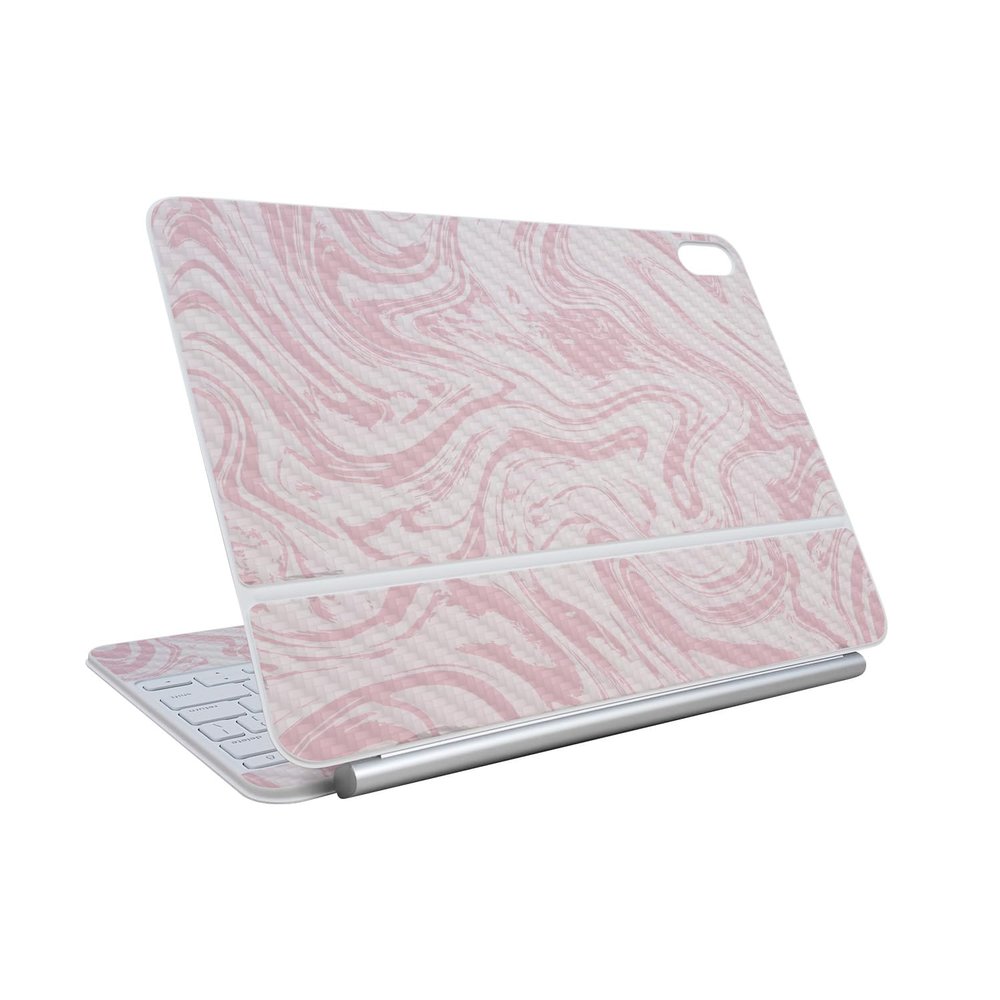 Carbon Fiber Skin Compatible with Apple Magic Keyboard for iPad Air 11-inch (M3) 2025 - Silky Pink - Premium 3M Vinyl Protective Wrap Decal Cover - Easy to Apply | Crafted in The USA by MightySkins