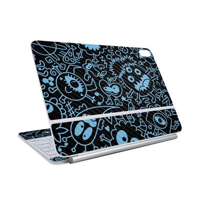 Carbon Fiber Skin Compatible with Apple Magic Keyboard for iPad Air 11-inch (M3) 2025 - Dark Monster Doodles - Premium 3M Vinyl Protective Wrap Decal Cover - Easy to Apply | Made in The USA
