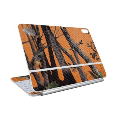 Carbon Fiber Skin Compatible with Apple Magic Keyboard for iPad Air 11-inch (M3) 2025 - Orange Camo - Premium 3M Vinyl Protective Wrap Decal Cover - Easy to Apply | Crafted in The USA by MightySkins