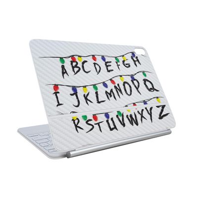 Carbon Fiber Skin Compatible with Apple Magic Keyboard for iPad Air 11-inch (M3) 2025 - Stranger Alphabet - Premium 3M Vinyl Protective Wrap Decal Cover - Easy to Apply | Made in The USA