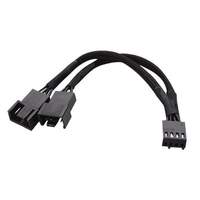 BOXUWFO HONGP Black Net Jacket Sleeved 6 inch 1 to 2 Motherboard 4-pin CPU Case 4 Pin PWM Cooling Fan Splitter Hub Power Adapter Cable(15cm,PWM 4pin 1X2)
