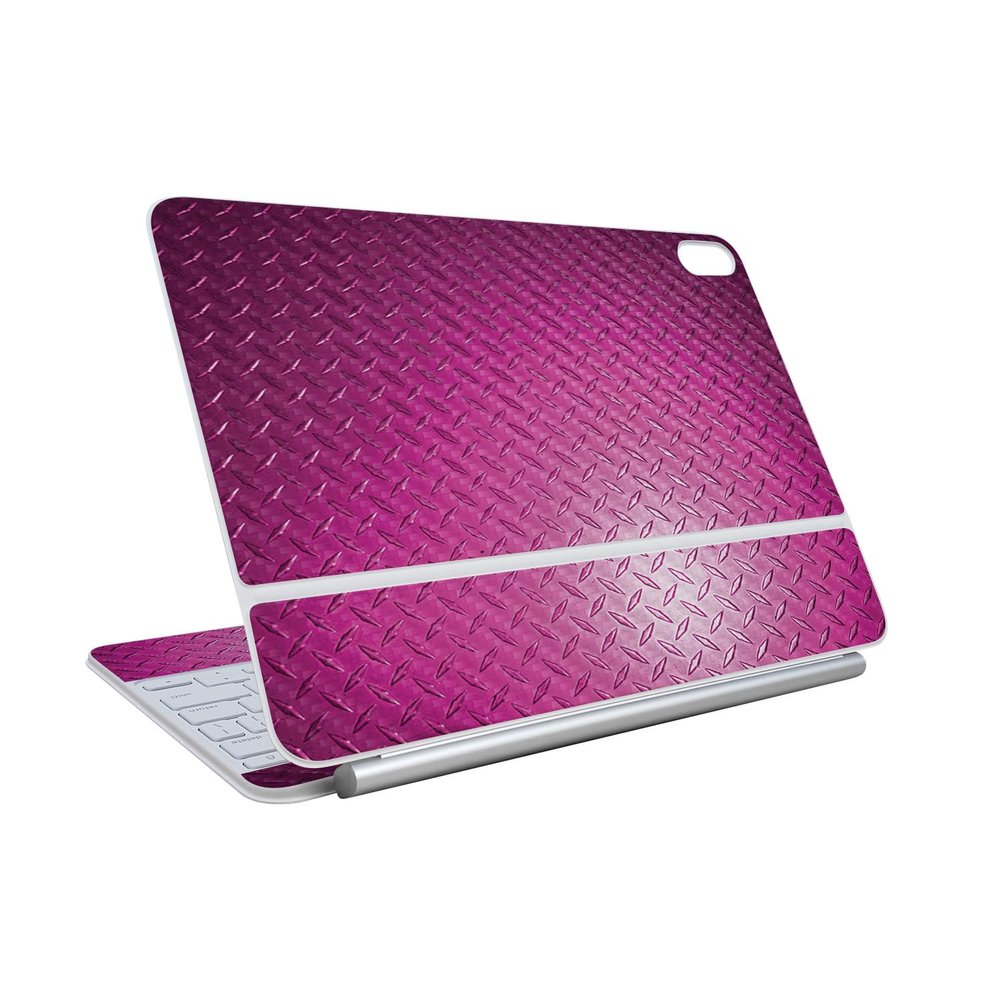 Carbon Fiber Skin Compatible with Apple Magic Keyboard for iPad Air 11-inch (M3) 2025 - Pink Diamond Plate - Premium 3M Vinyl Protective Wrap Decal Cover - Easy to Apply | Made in The USA