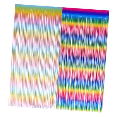 Artibetter 2pcs Shiny Rainbow Fringe Curtain Backdrop for Party Decorations Birthday and Holiday Events Colorful Party Favor and Atmosphere