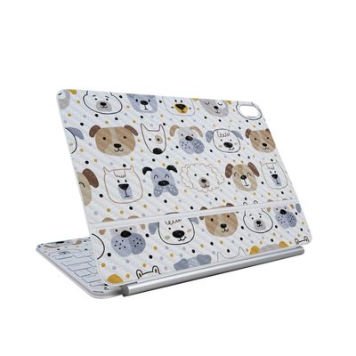 Carbon Fiber Skin Compatible with Apple Magic Keyboard for iPad Air 13-inch (M3) 2025 - Doodle Dogs - Premium 3M Vinyl Protective Wrap Decal Cover - Easy to Apply | Crafted in The USA by MightySkins