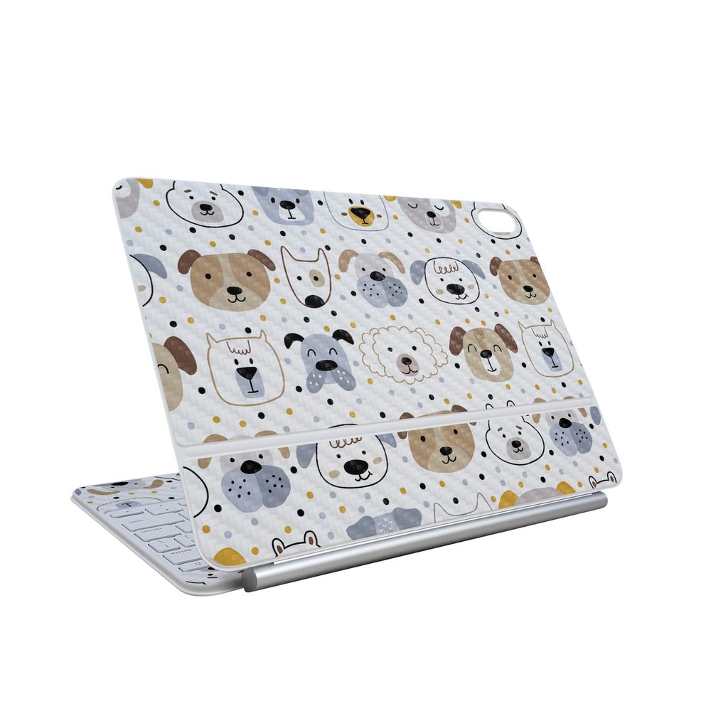 Carbon Fiber Skin Compatible with Apple Magic Keyboard for iPad Air 13-inch (M3) 2025 - Doodle Dogs - Premium 3M Vinyl Protective Wrap Decal Cover - Easy to Apply | Crafted in The USA by MightySkins
