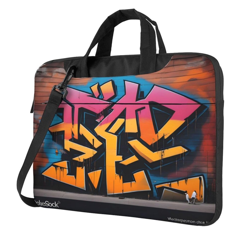 WZYWHJ 15.6 inch Graffiti Hip Hop Prints Laptop Bag - with Soft Interior, Multiple Pockets - Ideal for Men, Travel and Business