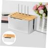 Angoily Desktop Cord Management Box with Bamboo Lid Durable Electric Wire Organizer for Home Office for Computer Kitchen Appliances and Charging Cords view 3