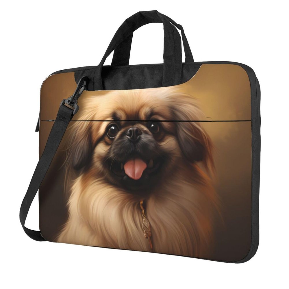 WZYWHJ 14 inch Pekingese Dog Prints Laptop Bag - with Soft Interior, Multiple Pockets - Ideal for Men, Travel and Business