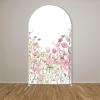 Iydamc Spring Flowers Arched Backdrop Covers Double-Sided Stretchy Arch Stand Cover for Girls Birthday Baby Shower Baptism Party Decoration Supplies(No Stand!) view 3