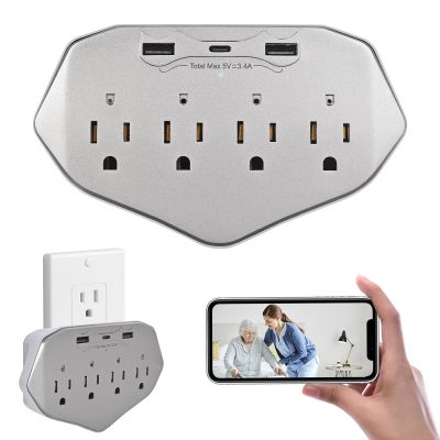 Lian.Ripple.Lian 1080P HD Wireless Wall Outlet Charger Security Camera with 45W Fast Charging Station USB-C & USB-A, Home Security Camera for Baby and Pet WiFi Enabled