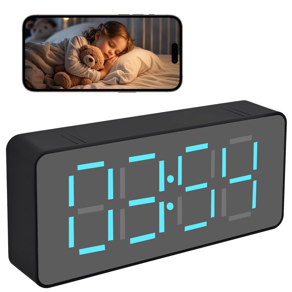 Lian.Ripple.Lian Digital Clock Style Indoor WiFi Camera 1080P HD - Night Vision, Visible Desk Placement for Baby Pet Elderly Monitoring