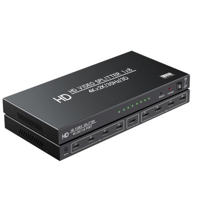 4K 1x8 HDMI Splitter 1 in 8 Out, 8 Port Powered hdmi splitters Multi Monitor Outputs, Mirror/Copy Screen only (Not Extend) 8 Way Splitter Support 4Kx 2K @30Hz,3D for Office,PS4, Projector,HDTV.