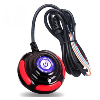 lowmountainswere Desktop Computer Switch Power Supply On/Off Reset HDD Push Round Big Button Switch with 1.6m Cable Bracket for PC Computer Host